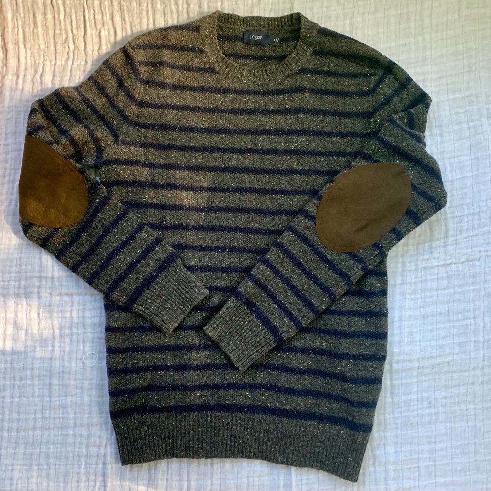 J. Crew Donegal Striped Sweater with Elbow Patches